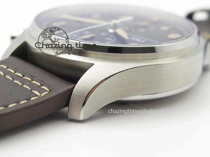 MIROTIME 0216 Pilot Chrono SS IW387808 CF3 ZF 1:1 Best Edition On Brown Leather Strap A Soft 7328